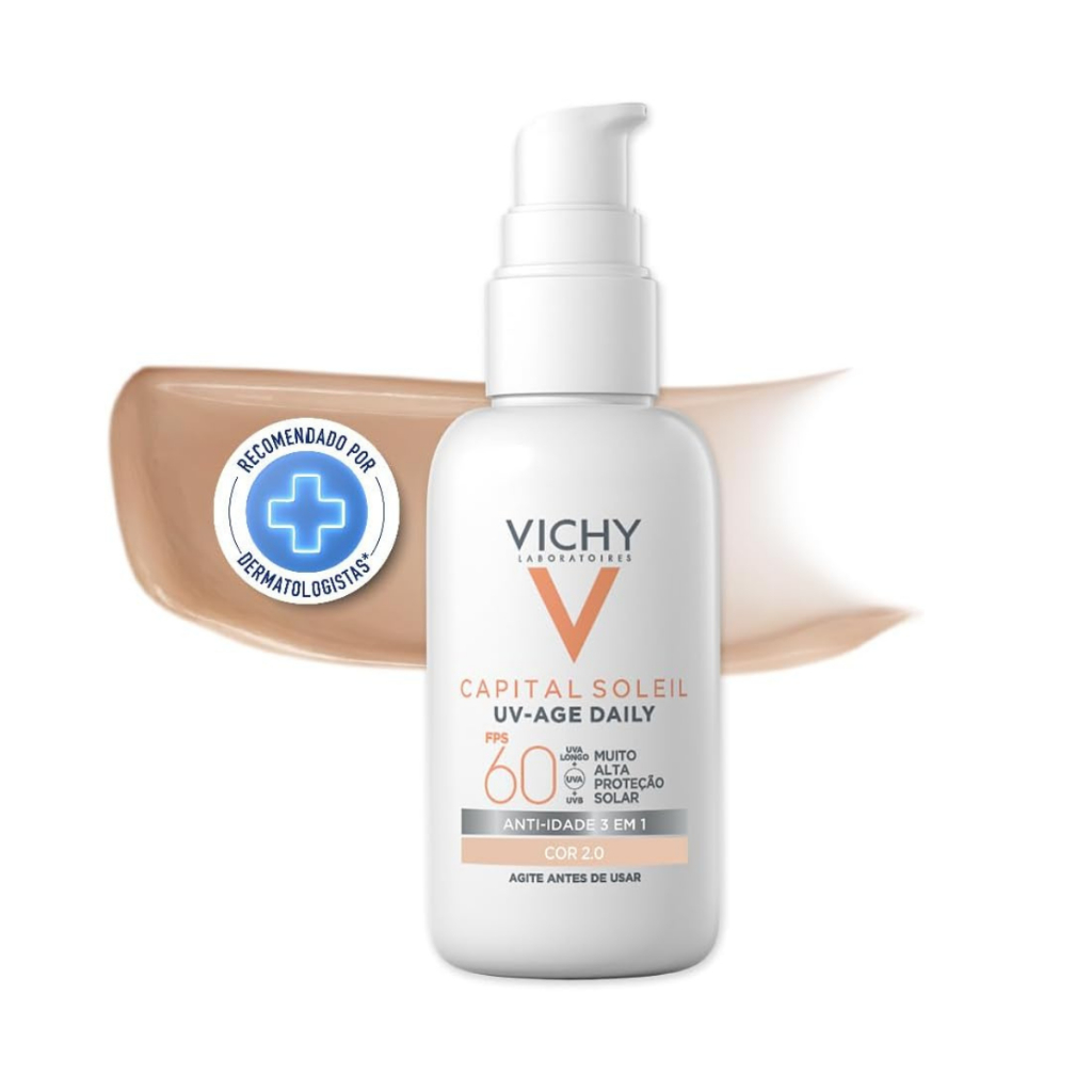 Protetor Solar Vichy Capital Soleil FPS60 Cor 2.0 40g 1 Protetor Solar Facial Vichy Capital Soleil UV-Age Daily FPS60 Cor 2.0 Com 40g