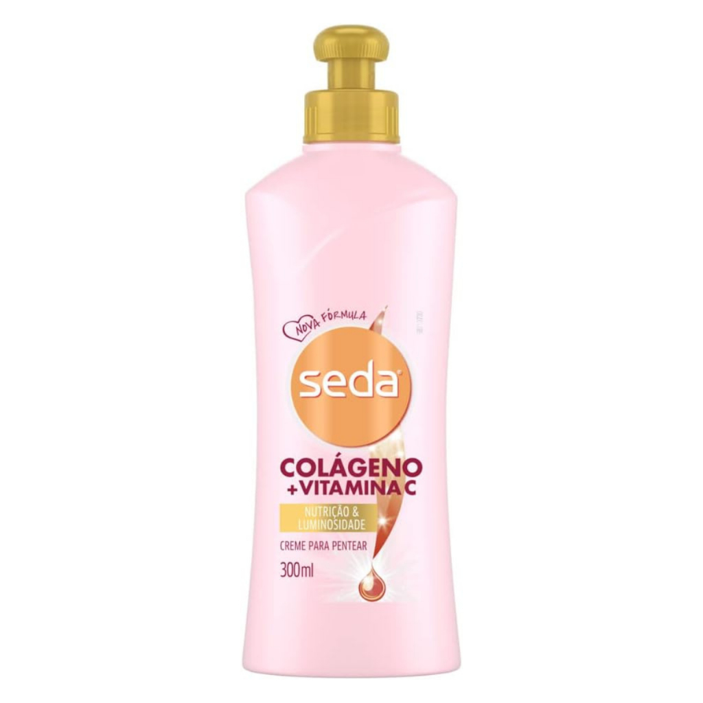 Creme Seda Colágeno Vitamina C 300ml - Hidratação Profunda e Brilho Natural 1 Creme de Pentear Seda Colágeno e Vitamina C 300ml