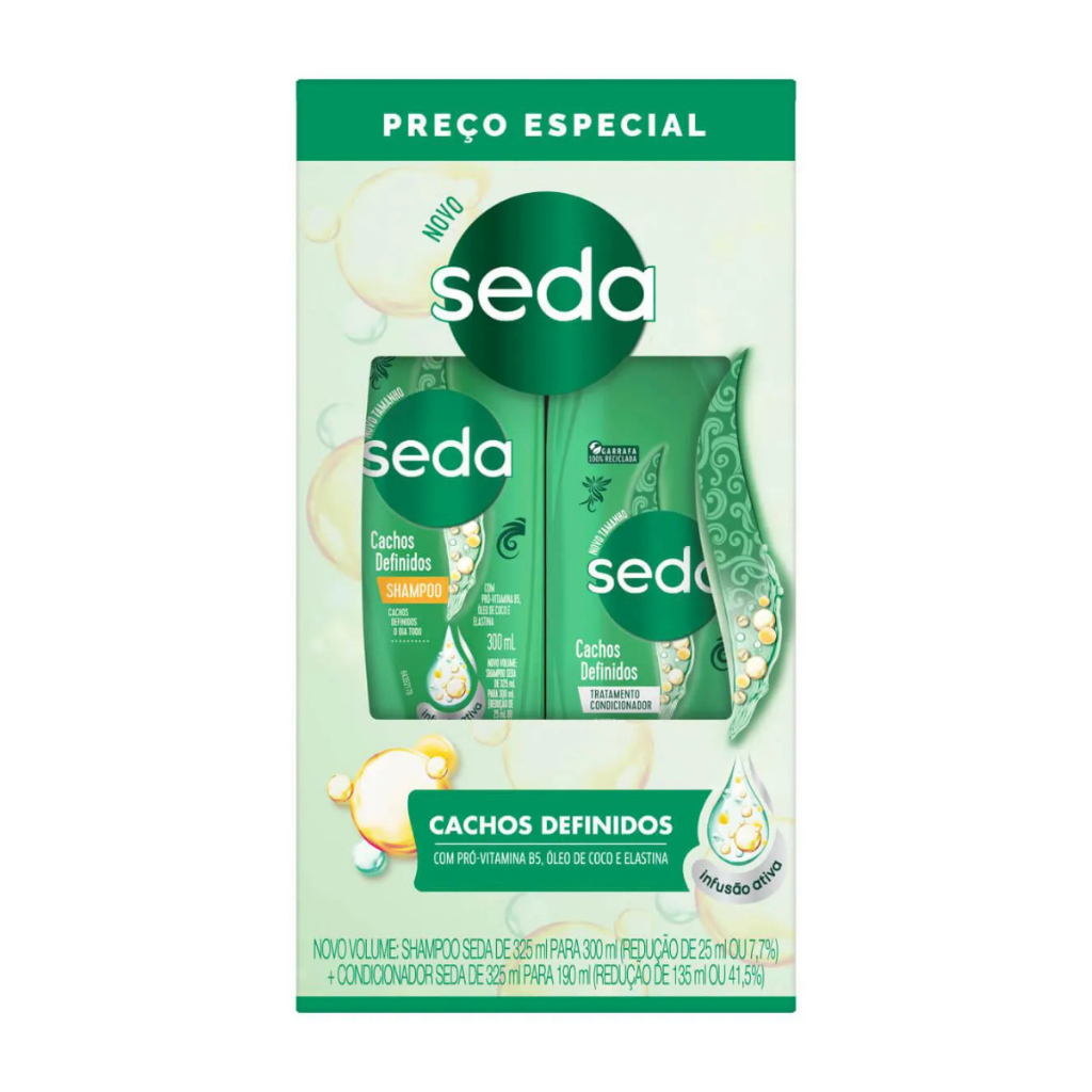 Kit Seda Cachos Definidos: Shampoo 300ml e Condicionador 190ml 1 Kit Seda Cachos Definidos Shampoo 300ml + Condicionador 190ml