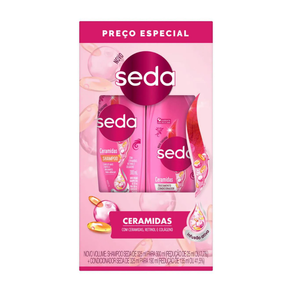 Kit Seda Ceramidas: Shampoo 300ml + Condicionador 190ml 1 Kit Seda Ceramidas Shampoo 300ml + Condicionador 190ml