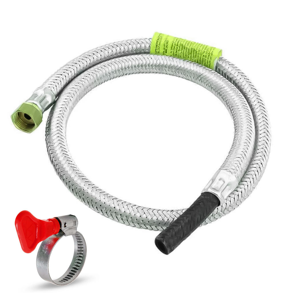 Mangueira Flex?vel G?s A?o Inox Tran?ado GLP GN Refor?ada 1 Mangueira Flexível Gás Aço Inox Trançado GLP GN Reforçada