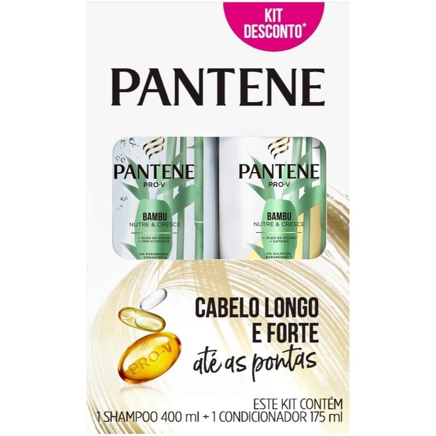Kit Pantene Bambu Nutre e Cresce: Shampoo 400ml e Condicionador 1 Kit Pantene Bambu Shampoo 400ml + Condicionador 175ml