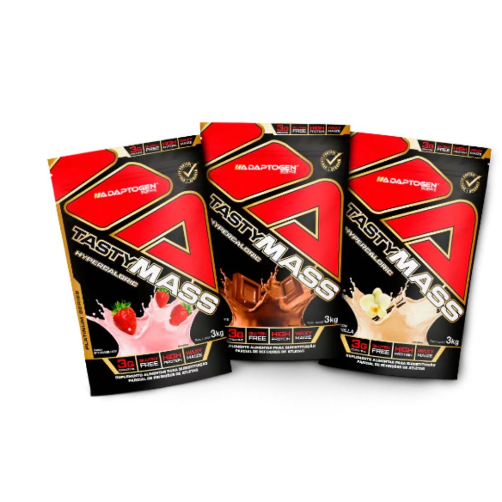 Hipercalórico Tasty Mass Adaptogen Refil 3kg com Creatina 1 Tasty Mass Hypercaloric Adaptogen Refil 3kg Sabores