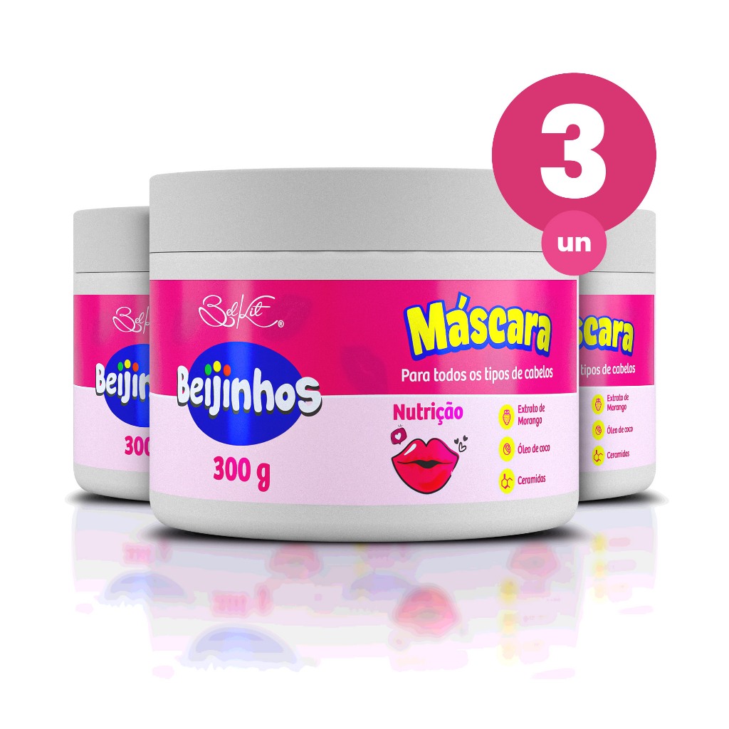 Kit 3 M?scara Beijinhos 300g Belkit - Hidrata??o 1 Kit 3 Máscara Capilar Hidratante Beijinhos 300g Belkit