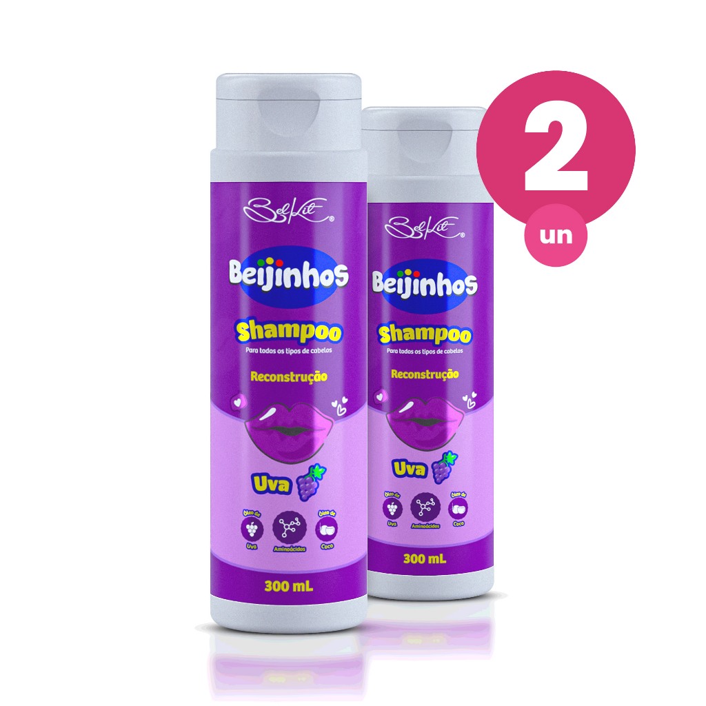 Kit 2 Shampoo Beijinhos Uva 300ml Belkit 1 Kit 2 Shampoo Hidratante Beijinhos Uva 300ml Belkit
