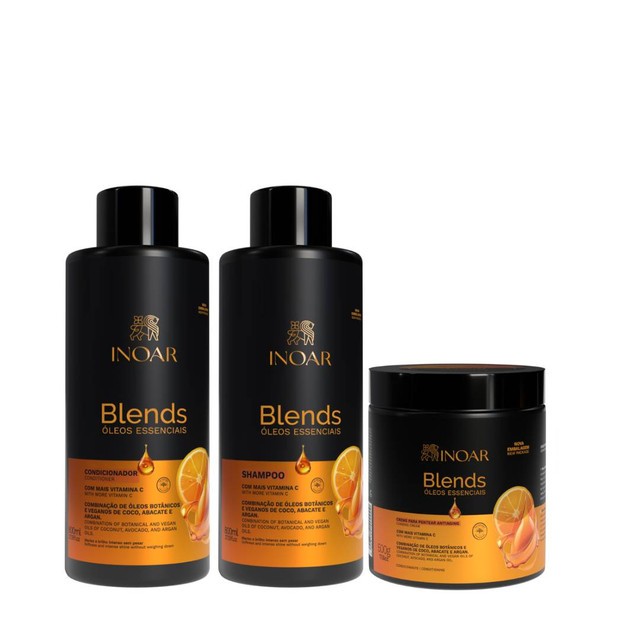 Inoar Blends Duo: Shampoo, Condicionador e Creme - 2300ml 1 Inoar Blends Duo 800ml Creme de Pentear 500g
