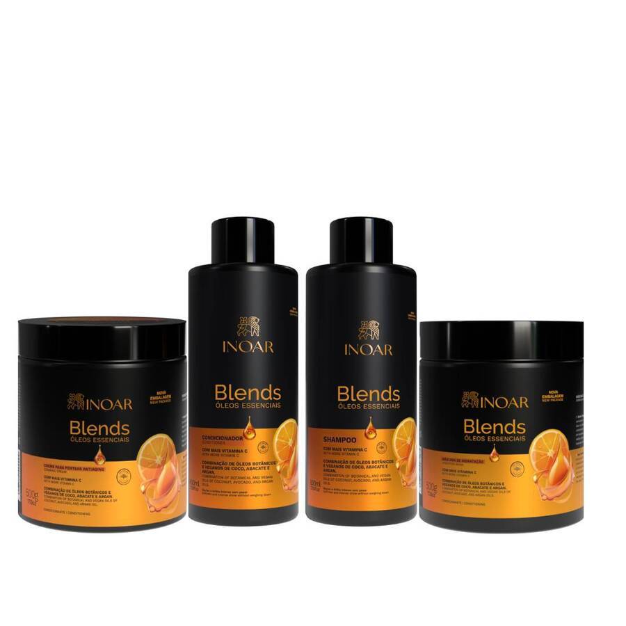 Inoar Blends Duo: M?scara, Creme e Shampoo Antienvelhecimento 1 Inoar Blends Duo 800ml Máscara/Creme Pentear 500g