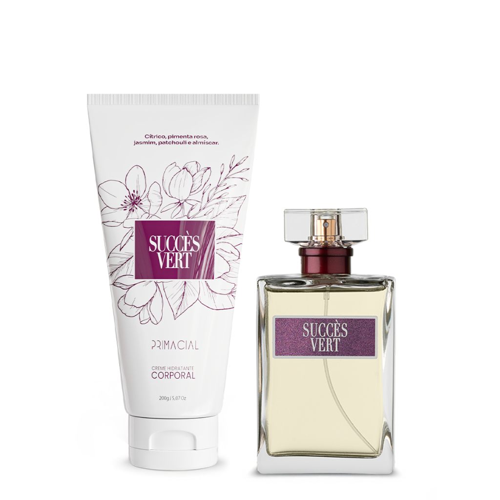 Kit Perfume Feminino Succ?s Vert 100ml + Hidratante 1 KIT PERFUME FEMININO SUCCES VERT 100ML + CREME HIDRATANTE 200G - PRIMACIAL PERFUME CITRICO FLORAL