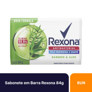Kit 6un Sabonetes em Barra Rexona Antibacterial Bamboo & Aloe Vera 84g