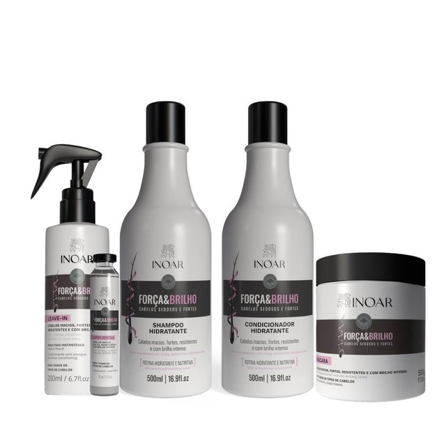 Inoar Kit For?a e Brilho Hidrata??o Cabelos 1 Inoar Kit Força e Brilho Produtos Hidratação