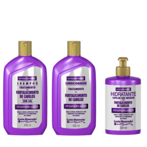 Kit Shampoo e Condicionador Desamarelador 430 ml + Creme Desamarelador 320 ml Gota Dourada