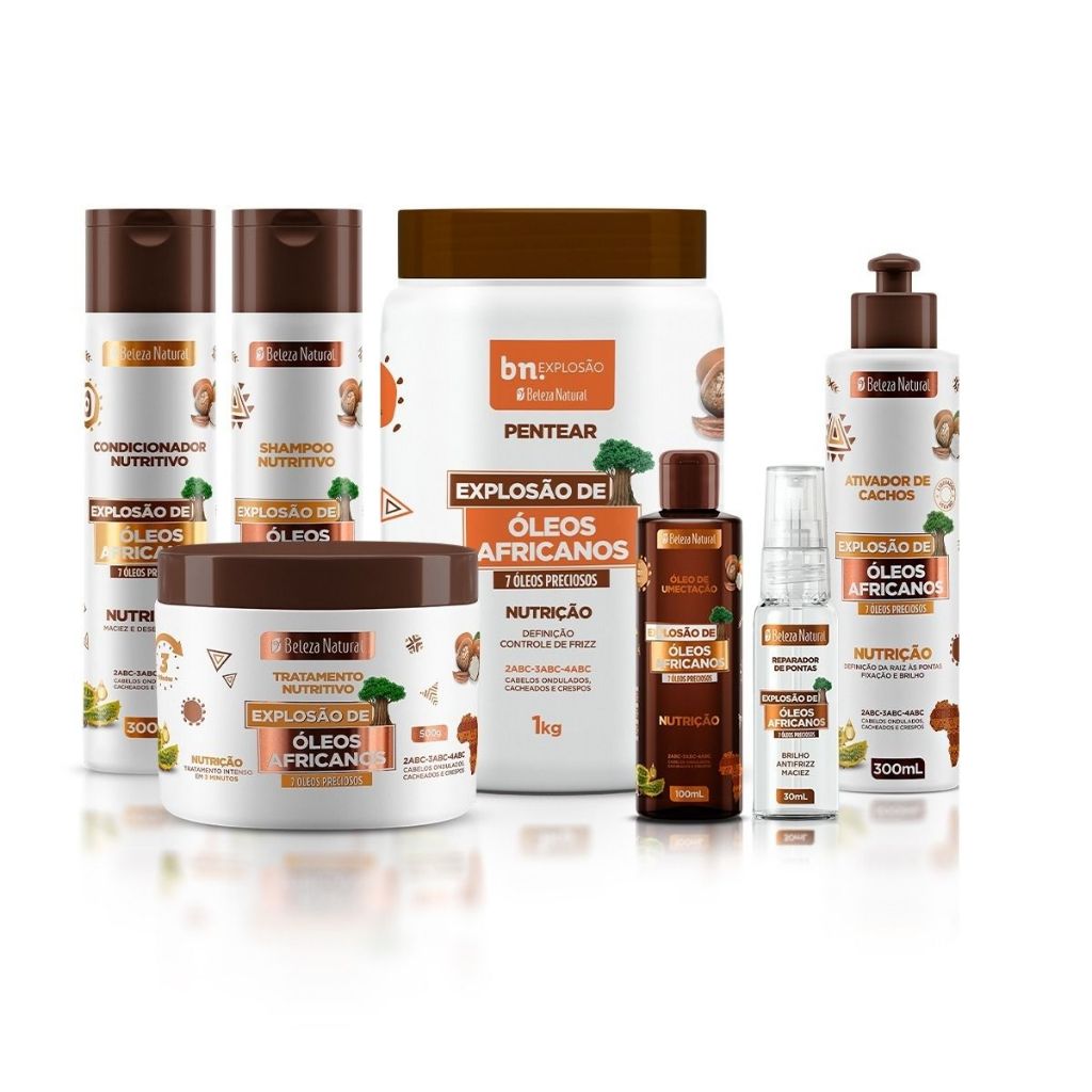 Kit Explos?o de ?leos Africanos bn.Cachos - Nutri??o Completa 1 Kit Linha Completa Explosão de Óleos Africanos bn.Cachos