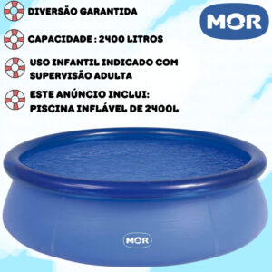 Piscina Inflável Redonda Lona 2400 Litros Verão  - Mor