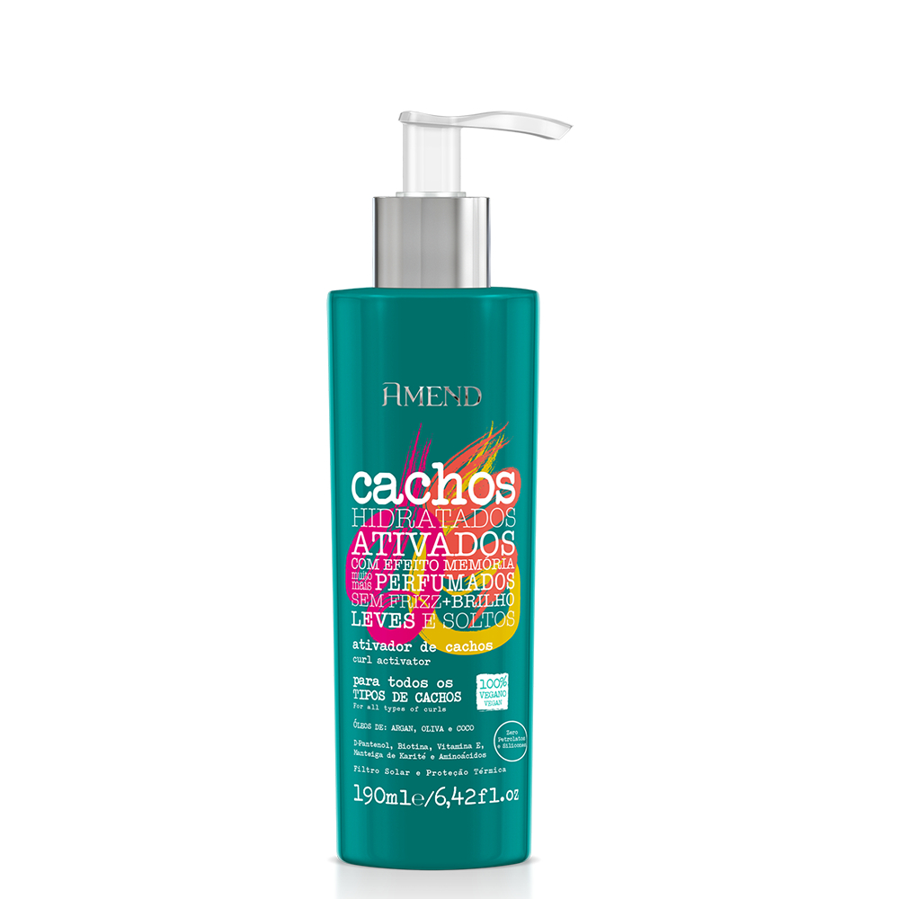 Ativador de Cachos Amend Cachos 190ml - Defini??o e Hidrata??o Profunda 1 AMEND CACHOS ATIVADOR DE CACHOS 190ML