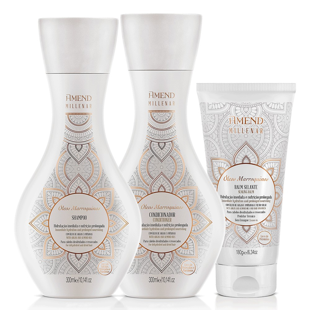Kit Amend Millenar ?leos Marroquinos - 3 Produtos 1 AMEND KIT MILLENAR ÓLEOS MARROQUINOS | 3 PRODUTOS