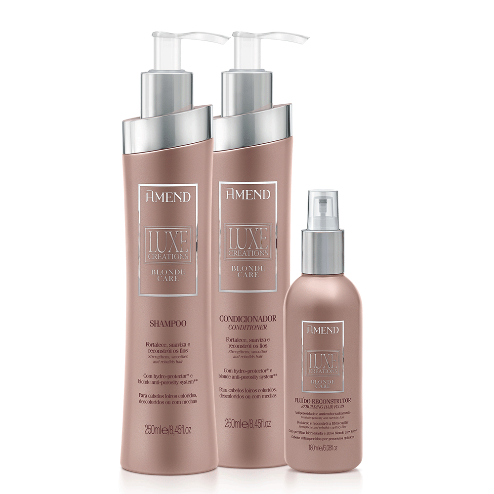 Kit Amend Blonde Care Luxe: Shampoo, Condicionador e Flu?do 1 AMEND KIT LUXE CREATIONS BLONDE CARE X | 3 PRODUTOS