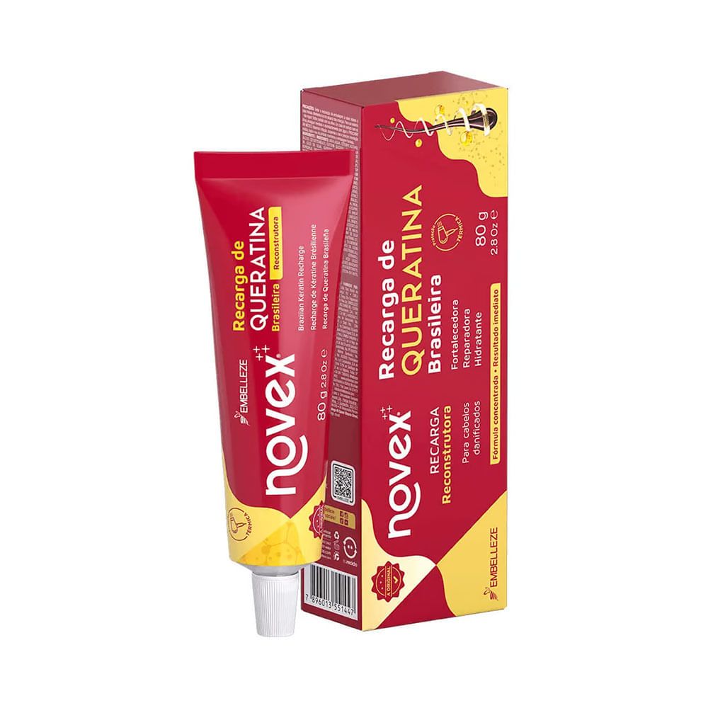 Reconstru??o Queratina Brasileira Novex 80g 1 Reconstrução Capilar Novex Recarga de Queratina Brasileira 80g