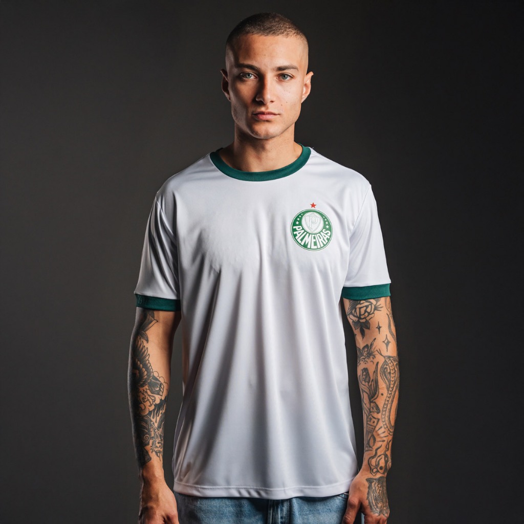 Camisa Palmeiras Torcedor Dry 1914 Branca Masculina Oficial 1 Camisa Palmeiras Torcedor Dry Esportivo 1914 Branca Masculina Oficial