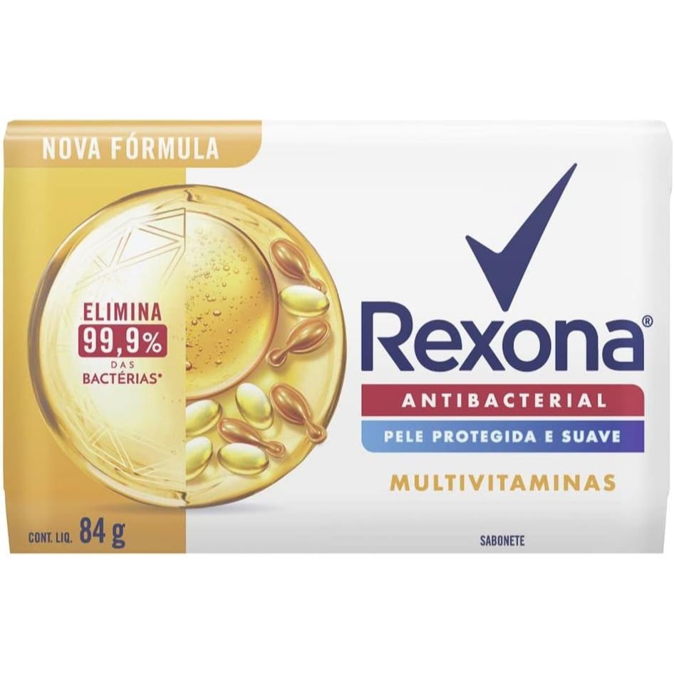 Sabonete Rexona Antibacterial Multivitaminas 84g | Prote??o e Nutri??o 1 Sabonete Em Barra Rexona Antibacterial Multivitaminas 84g