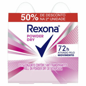 Kit Rexona Woman Desodorante Antitranspirante Roll-on Powder Dry 50ml Com 2 Unidades