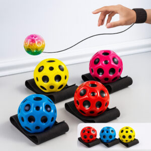 Bola Espacial Lunar Neon Com Elástico de Borracha Sensorial Brinquedo Antiestresse Pula Alto