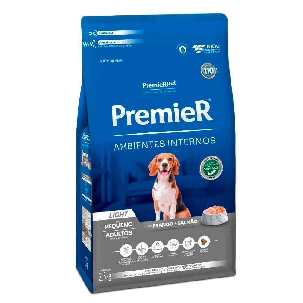 Ra??o Premier Light C?es Adultos Ra?as Pequenas 2,5kg 1 Ração Premier Pet Ambientes Internos Light para Cães Adultos de Raças Pequenas 2,5kg