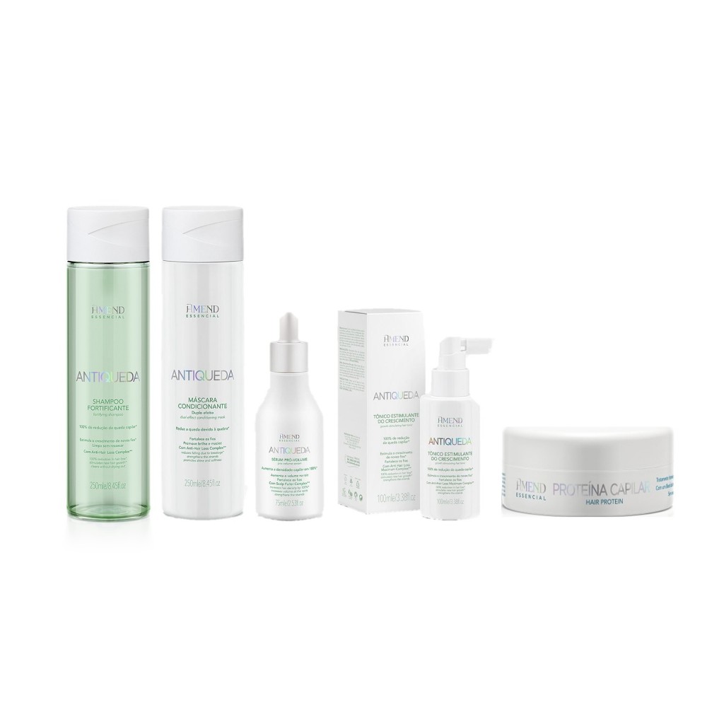 Kit Antiqueda Amend Essencial: Shampoo, M?scara, S?rum e Mais 1 Amend Kit Antiqueda Shampoo 250ml + Máscara 250ml + Sérum 75ml + Tônico 100ml+ Proteína Capilar 100g