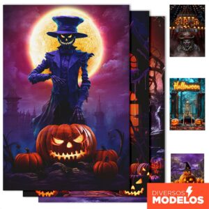 Painel de Festa Decoração Halloween Retangular 1,50x2,20m Sublimado Tecido - Diversos Modelos