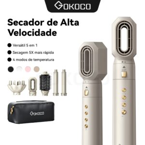 GOKOCO Escova Secadora 5 Em 1 GD031 Conjunto De Secador De Cabelo Multifuncional De Alta Velocidade  Para Alisar Enrolar