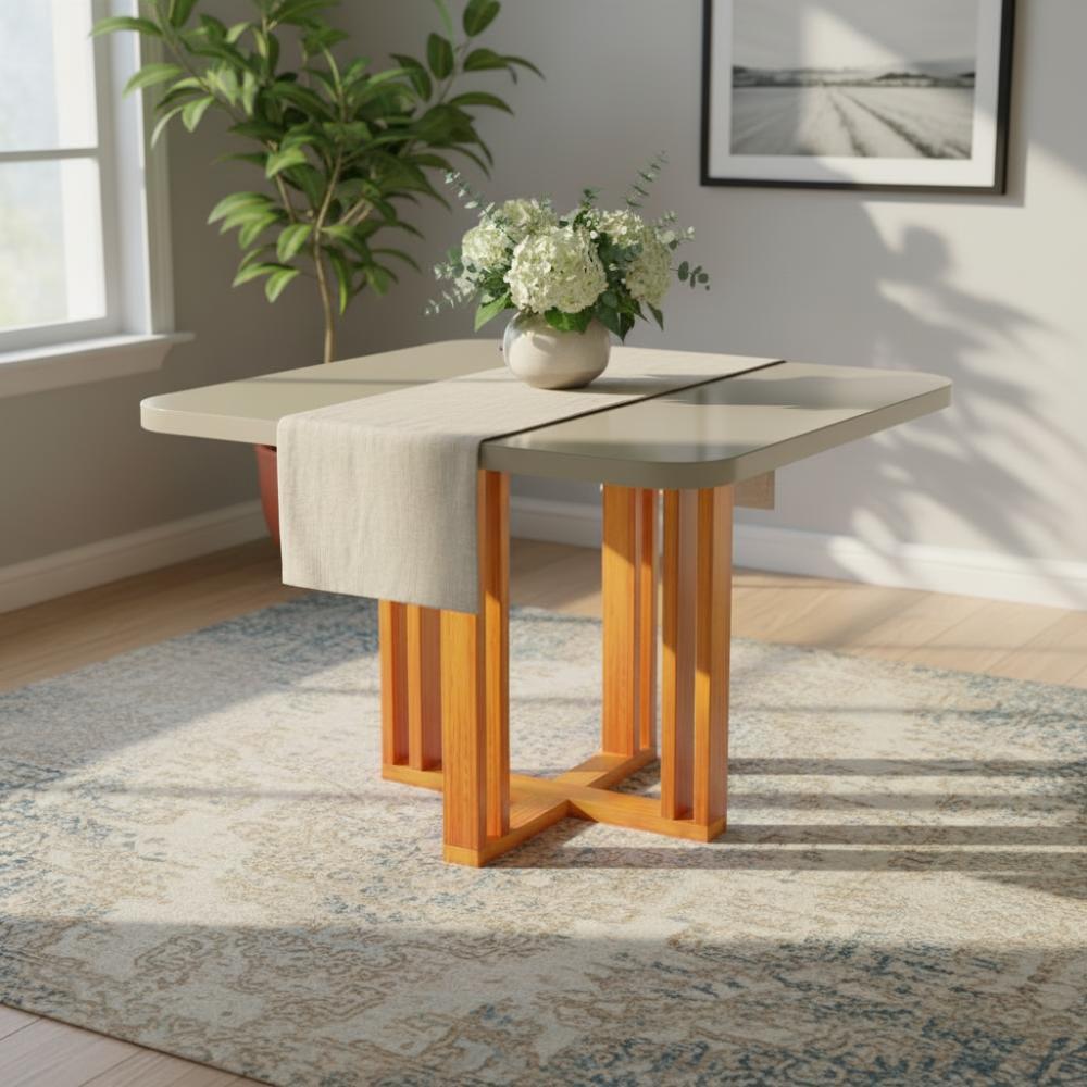 Mesa Paola 90x90 MDF/Vidro Bom Pastor - Design Elegante para Sua Sala 1 Mesa Paola 90x90 MDF/Vidro Bom Pastor