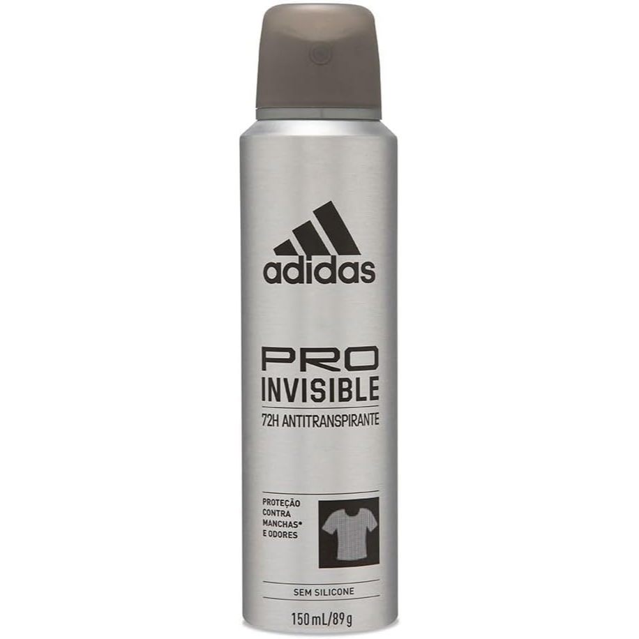 Desodorante Adidas Pro Invisible 72h 150ml 1 Desodorante Antitranspirante Adidas Aerossol Pro Invisible Masculino 72h Com 150ml