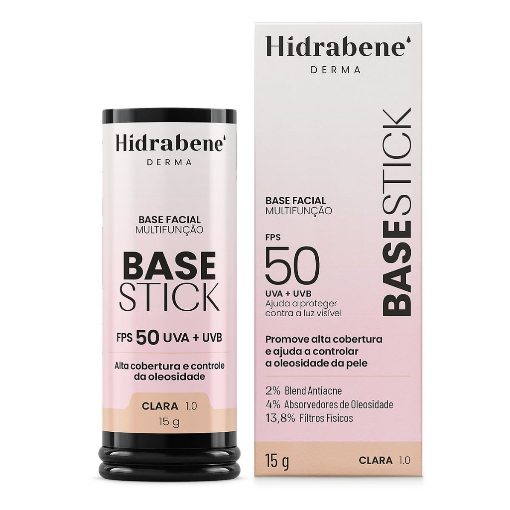 Base Stick Hidrabene FPS 50 Clara 1.0 - Controle de Oleosidade 1 Hidrabene Base Stick Clara 1.0 FPS 50 15g