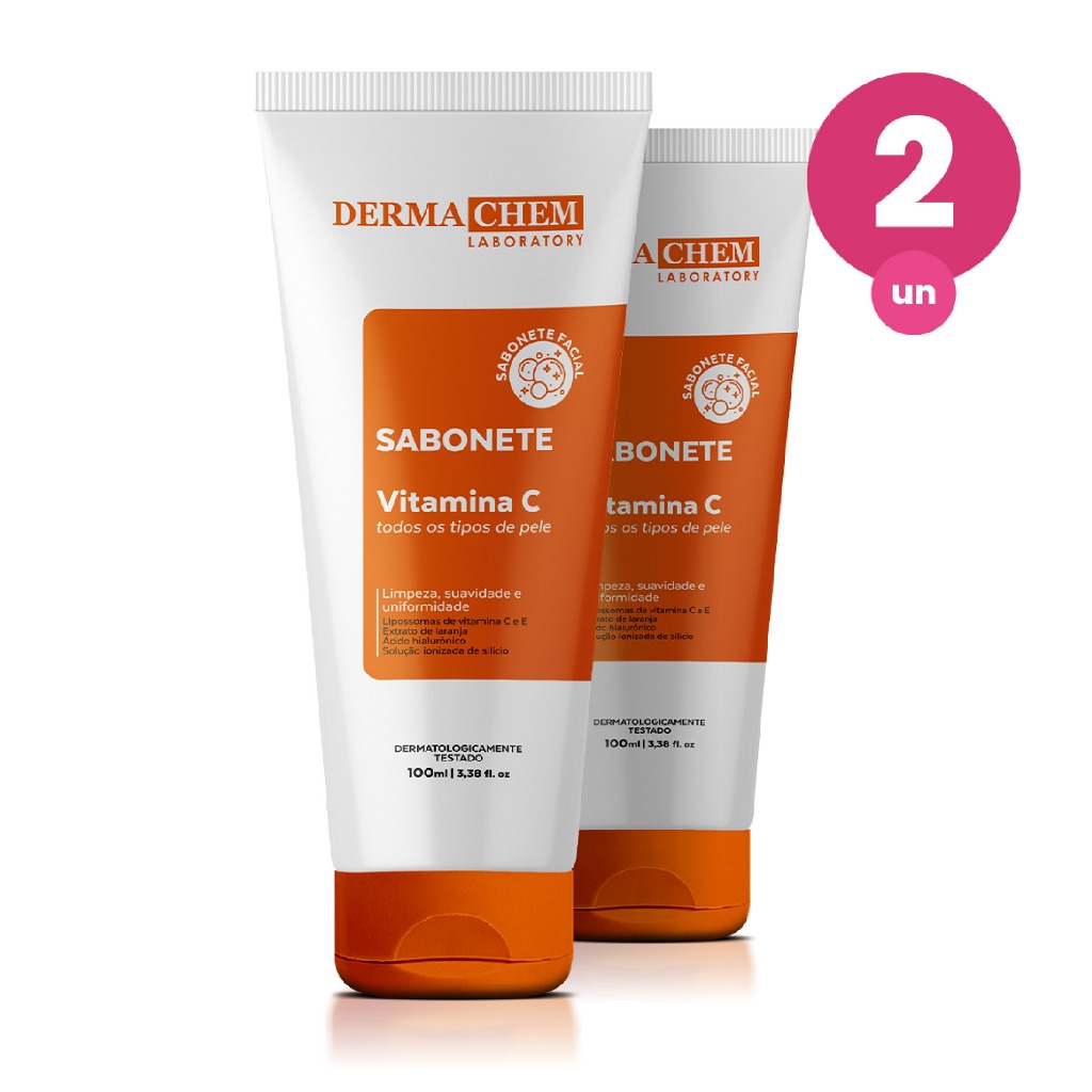 Kit 2 Sabonetes Vitamina C Anti-Idade Dermachem 100ml 1 Kit 2 Sabonete Vitamina C Anti-Idade 100ml Dermachem