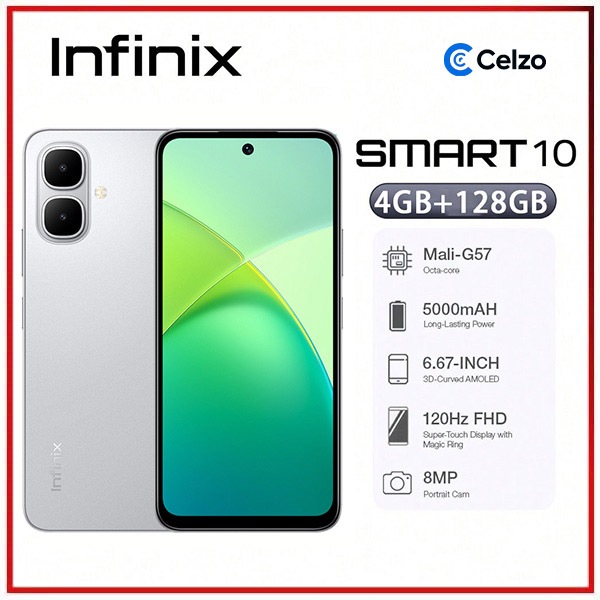 Smartphone Infinix Smart 10 4G 128GB 4GB RAM Prata Tit?nio 1 Smartphone Infinix Smart 10 4G Tela 6.67'' 4GB+128GB, Prata Titânio