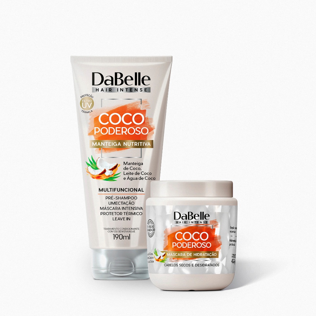 Kit Coco Poderoso Dabelle Hair - Hidrata??o e Nutri??o 1 Kit Nutrição Coco Poderoso Dabelle Hair 400g - 2 Produtos