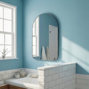 Espelho Pinterest Orgânico Decorativo Grande 64x44cm Borda em Couro 3cm - Mod. Capela