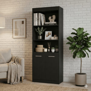 Estante Livreiro Verona Design Moderno para Livros e Decoração com Armário