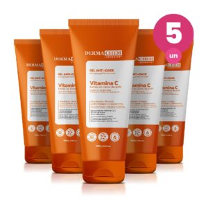 Kit 5 Gel Facial Vitamina C Anti Idade 100ml Dermachem