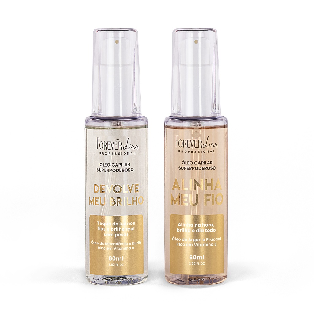 Kit ?leos Superpoderosos Brilho e Alinhamento Forever Liss: Cabelos Incrivelmente Nutridos e com Volume 1 Kit Óleos Superpoderosos Brilho e Alinhamento Forever Liss
