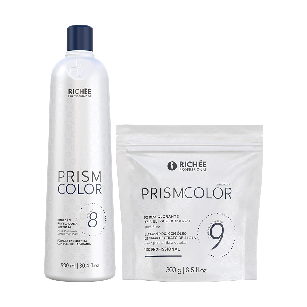 Kit Descolora??o Prismcolor Azul 8 Vol - Clareamento e Cor Profunda 1 Kit Descoloração Prismcolor Azul 8 VOL Richée