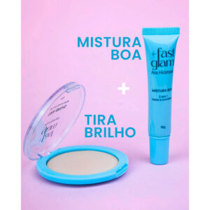 Kit Pó Compacto Tira Brilho + Base 2 em 1 Mistura Boa Maquiagem Ana Hickmann.