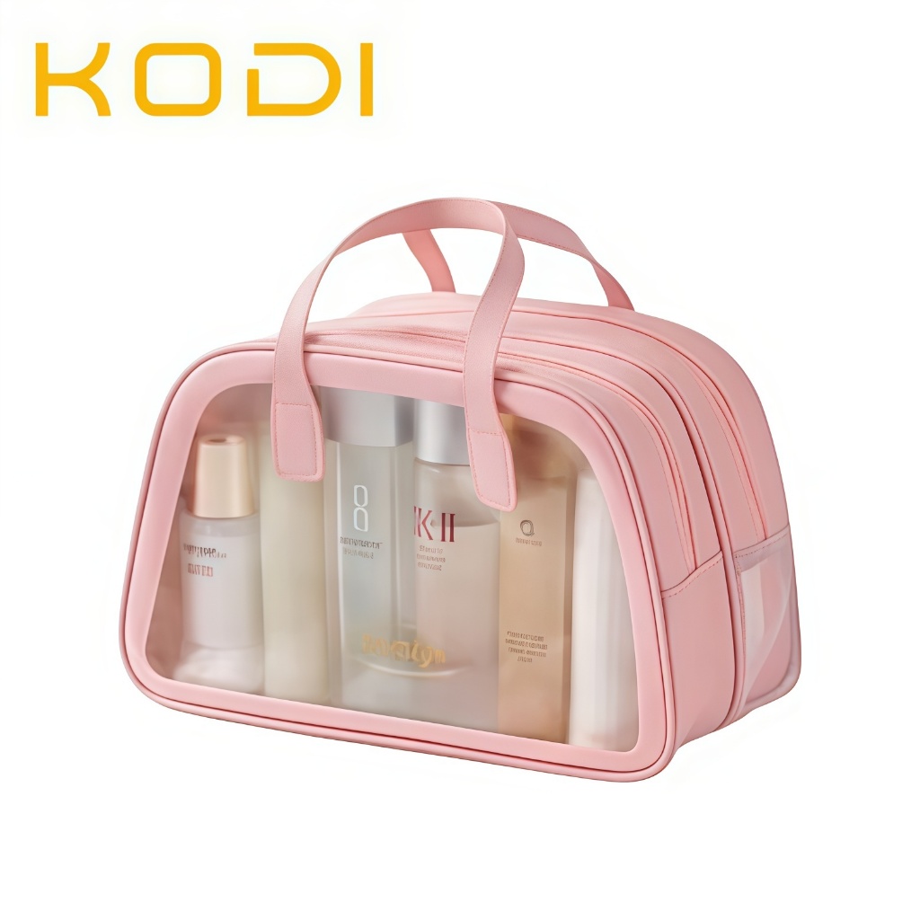 Necessaire Organizadora Bolsa Portátil Maquiagem Higiene Pessoal Bolsa De Viagem -T12 na cor preta, aberta, exibindo seus múltiplos compartimentos internos, zíperes e divisórias para organização de cosméticos e itens de higiene. Uma escova de dentes e batons são visíveis em seus compartimentos.