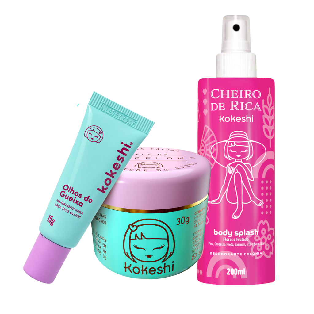 Kit Frescor e Hidrata??o Facial Kokeshi Pele de Porcelana Olhos de Gueixa - Hidrata??o Profunda e Arom?tica 1 Kit Frescor e Hidratação Facial Kokeshi Pele de Porcelana Olhos de Gueixa e Body Splash Nº1