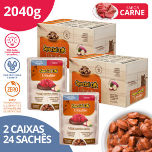 Kit 2 Caixa 12 Sachê Special Cat Ultralife Filhotes Sabor Carne - 85g