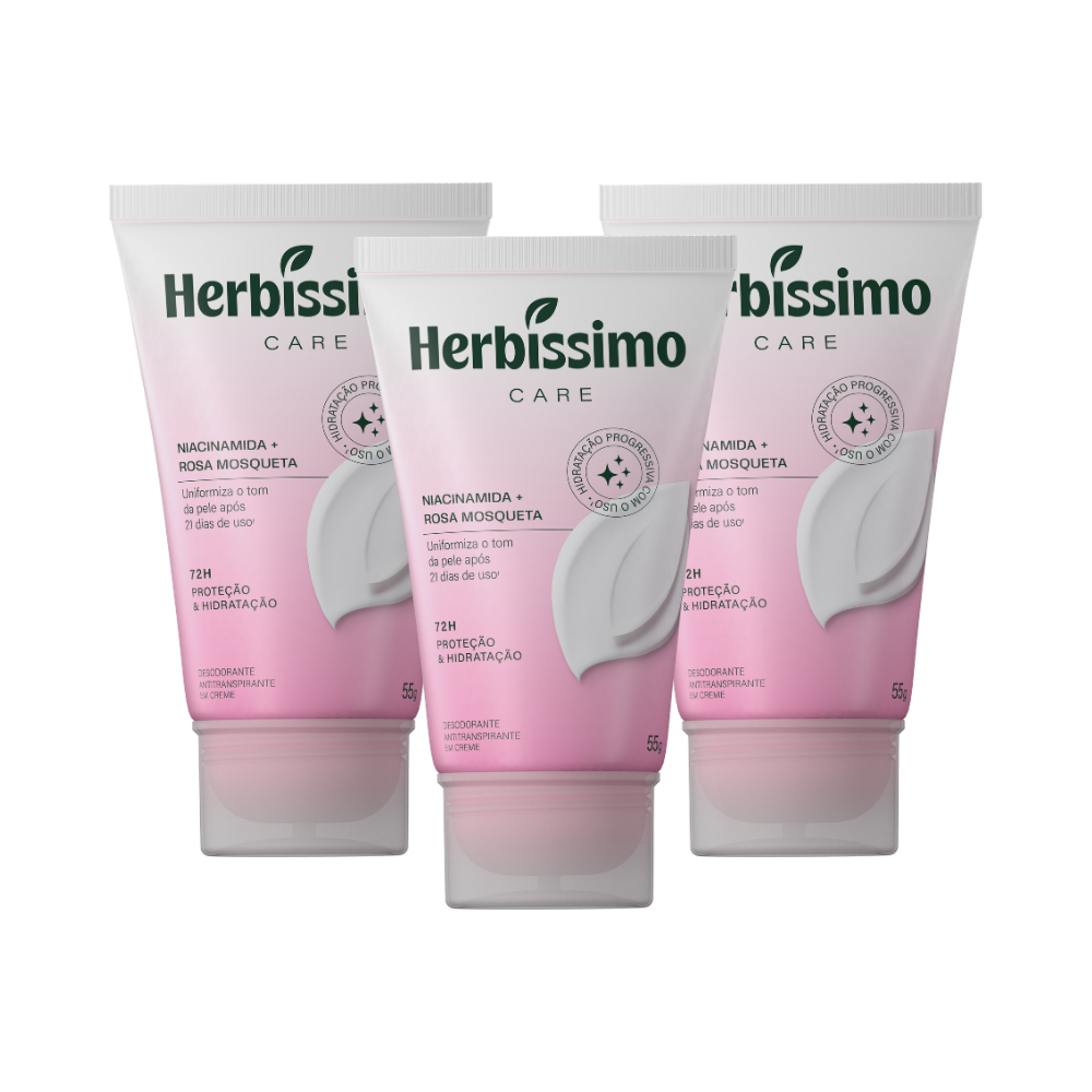 Kit Creme Desodorante Antitranspirante Herb?ssimo Care Rosa Mosqueta E Niacinamida Bisnaga 55g 1 Kit Creme Desodorante Antitranspirante Herbíssimo Care Rosa Mosqueta E Niacinamida Bisnaga 55g (3 unidades)