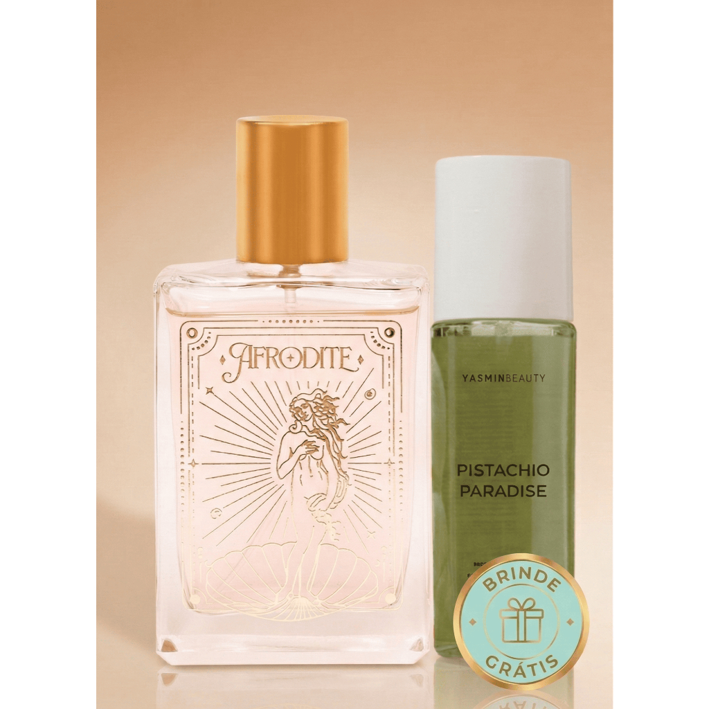 Afrodite 100ml Yasmin Beauty + Body Splash Pistache - Perfume Feminino Elegante e Refrescante 1 Perfume Afrodite 100ml Yasmin Beauty + Brinde Body Splash Pistache