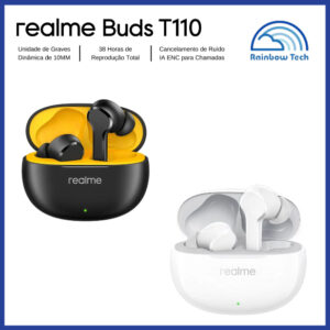 Fone de Ouvido Realme Buds T110 – Bluetooth 5.4, Som com Graves Potentes, 38h de Bateria e Cancelamento de Ruído ENC