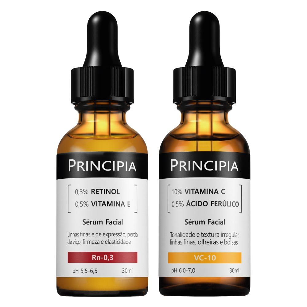 Kit Antissinais Principia: Vitamina C + Retinol - Pele Radiante 1 Principia Kit Antissinais Dia e Noite c/ Vitamina VC-10 + Sérum Retinol Rn-0,3