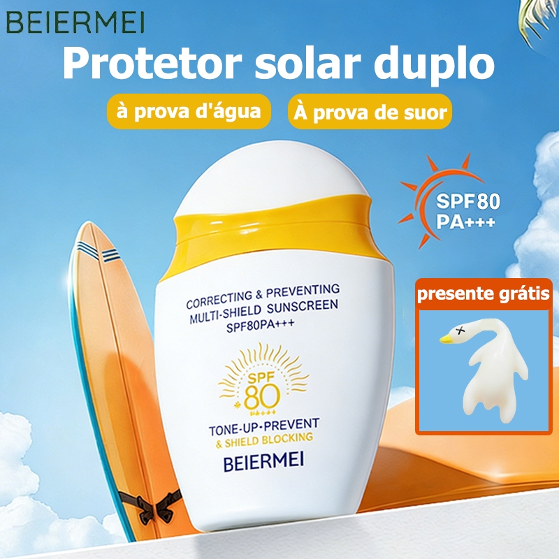 Protetor Solar Facial Beiermei SPF 80 - Pele Radiante 1 Beiermei Protetor Solar facial 50ml SPF 80 PA+++ Impermeável, à prova de suor e anti-rugas Iluminar o tom da pele