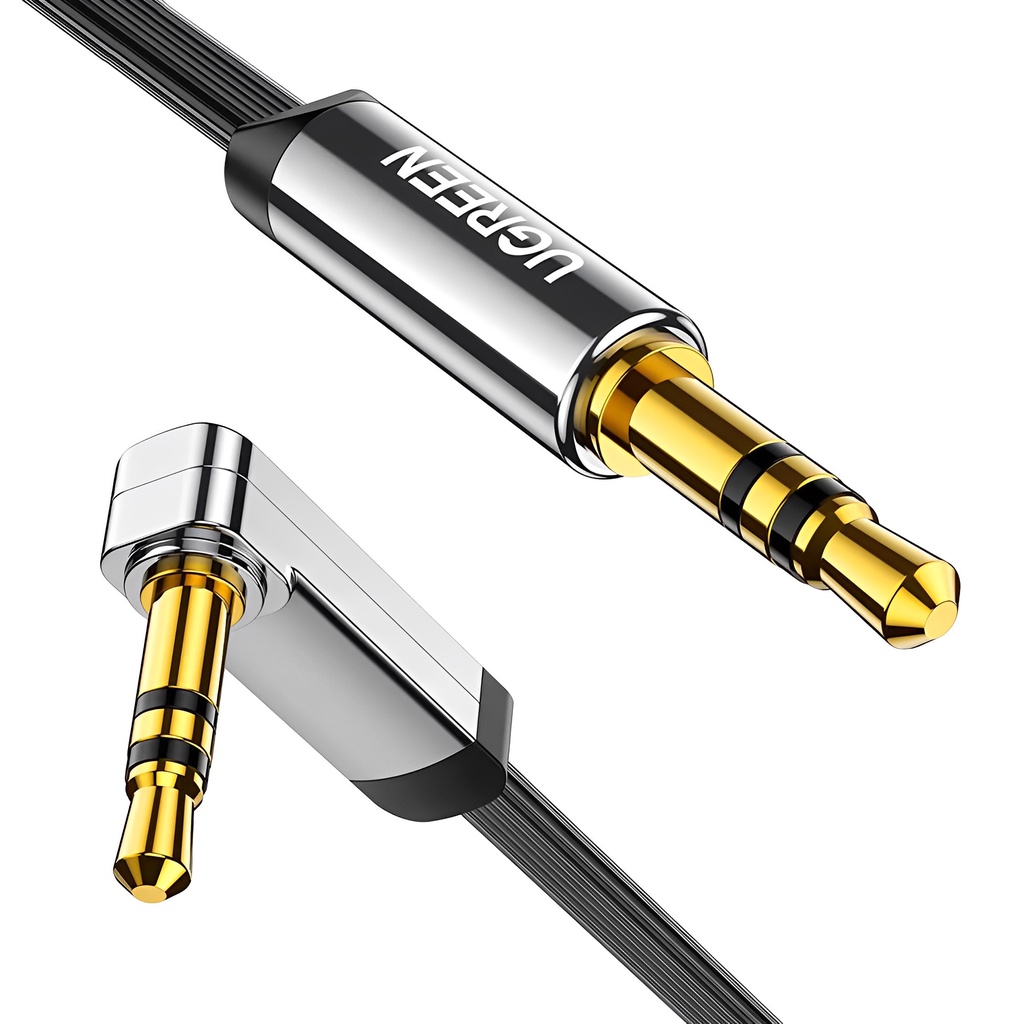 Cabo de ?udio 3.5mm Ugreen Reto/?ngulo 90 graus 2M 10599 - Qualidade Est?reo Impec?vel 1 Cabo de Áudio 3.5mm Ugreen Reto/Ângulo 90 graus 2M 10599